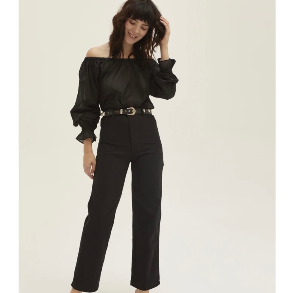 LYKKE WULLF JUNE PAINTER PANT - BLACK CANVAS